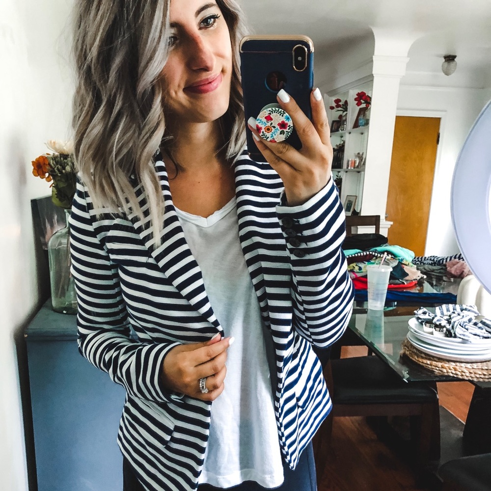 Merona Target Navy Striped Blazer XS - Picture 3 of 8